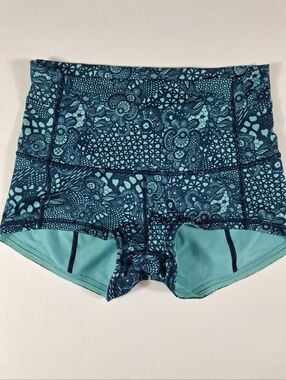 lululemon athletica Teal Patterned High-Rise Bike Shorts Size 8